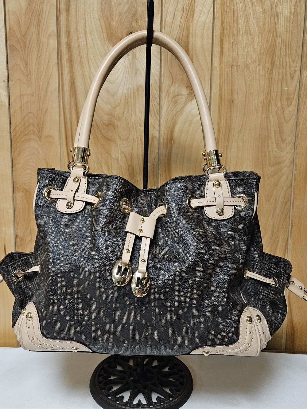 Vintage Michael Kors Signature Drawstring Bag Vintage Satchel - Picture 5 of 16